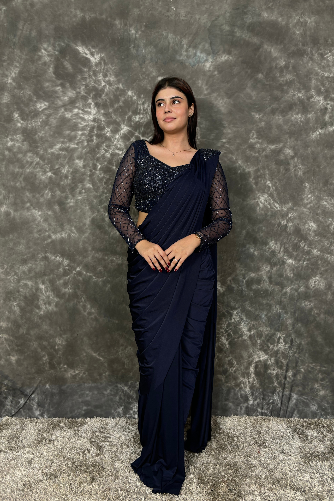 Navy Blue Saree