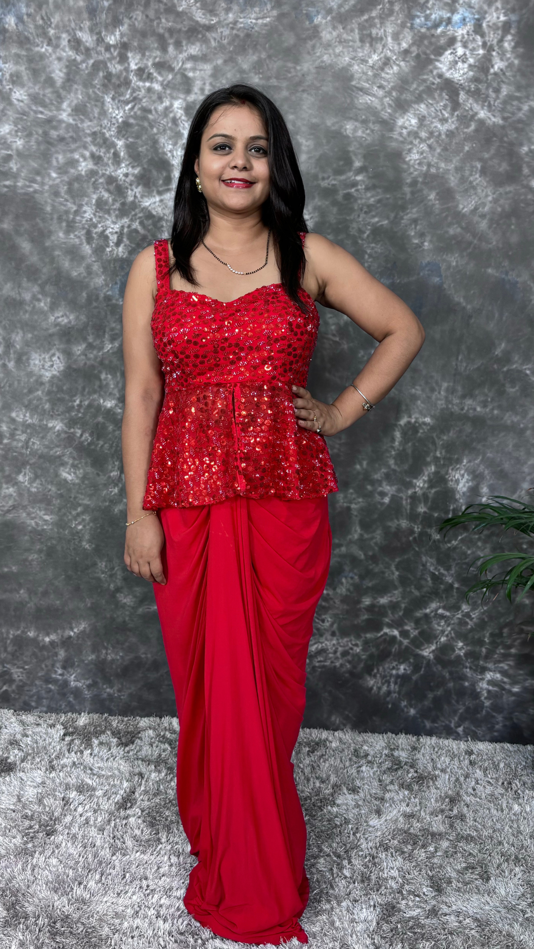 Nakhra in Red Dhoti Dress