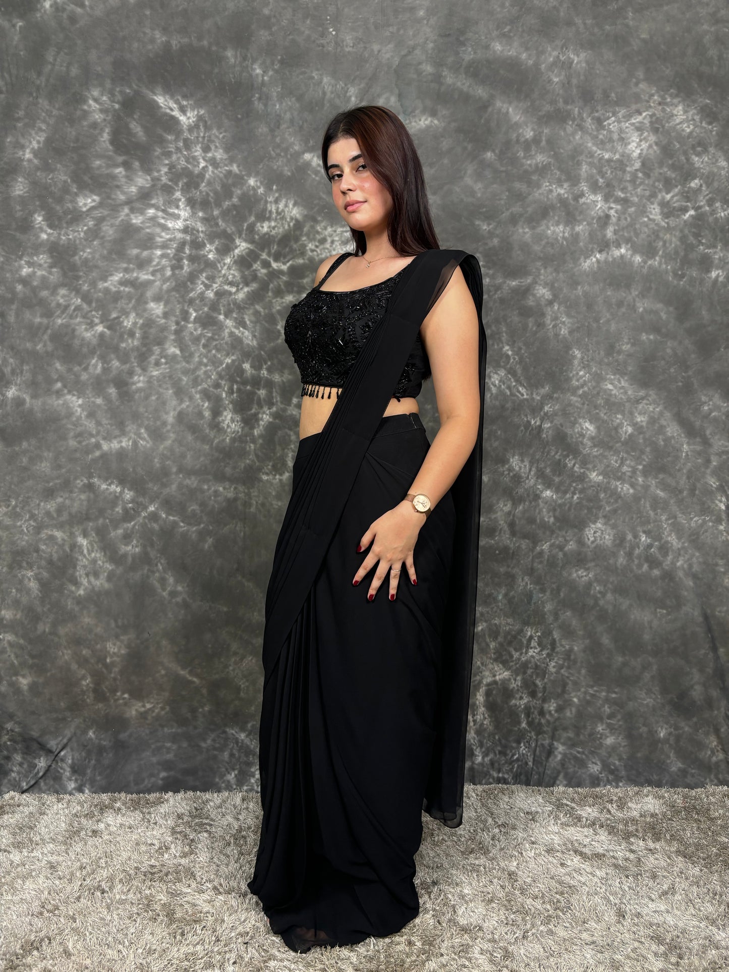 Black Georgette Saree