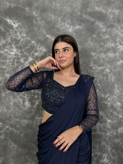 Navy Blue Saree